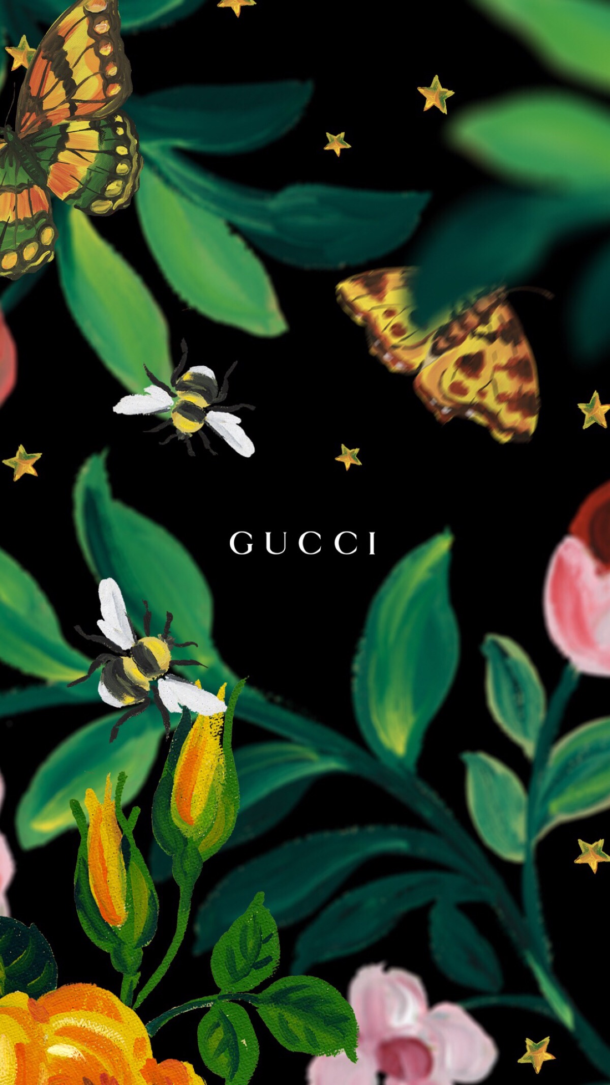 iphone高清壁纸 花系平铺 gucci系列