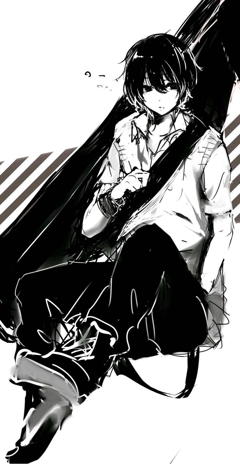 es 朔间凛月 黑白 正太 少年 美男 可爱 帅气 腹黑 壁纸 头像 pixiv