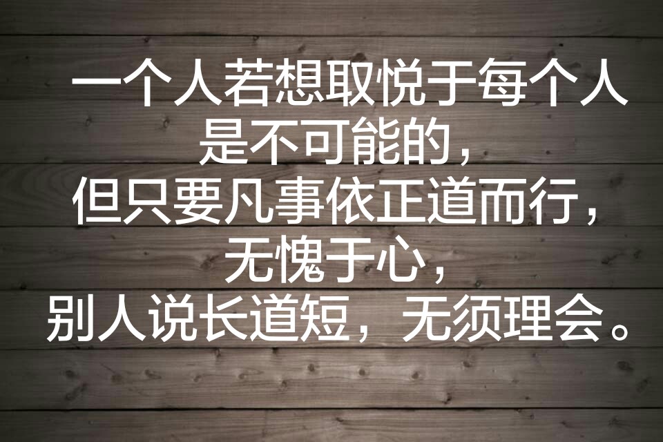 一个人若想取悦于每个人是不可能的,但只要凡事依正道而行,无愧于心