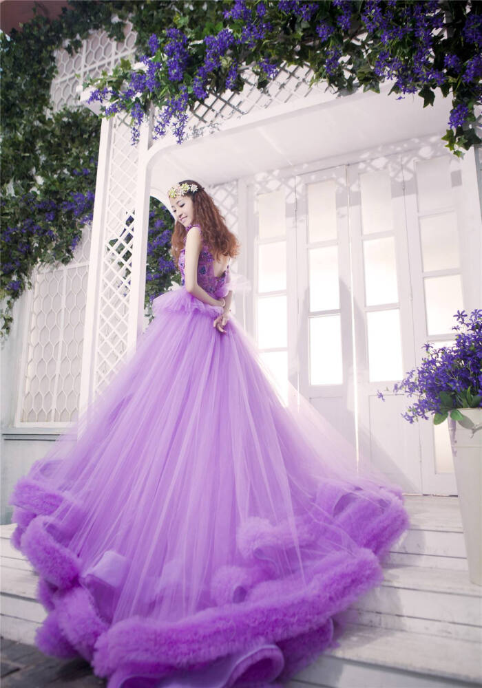 紫色 女装 裙子 婚纱