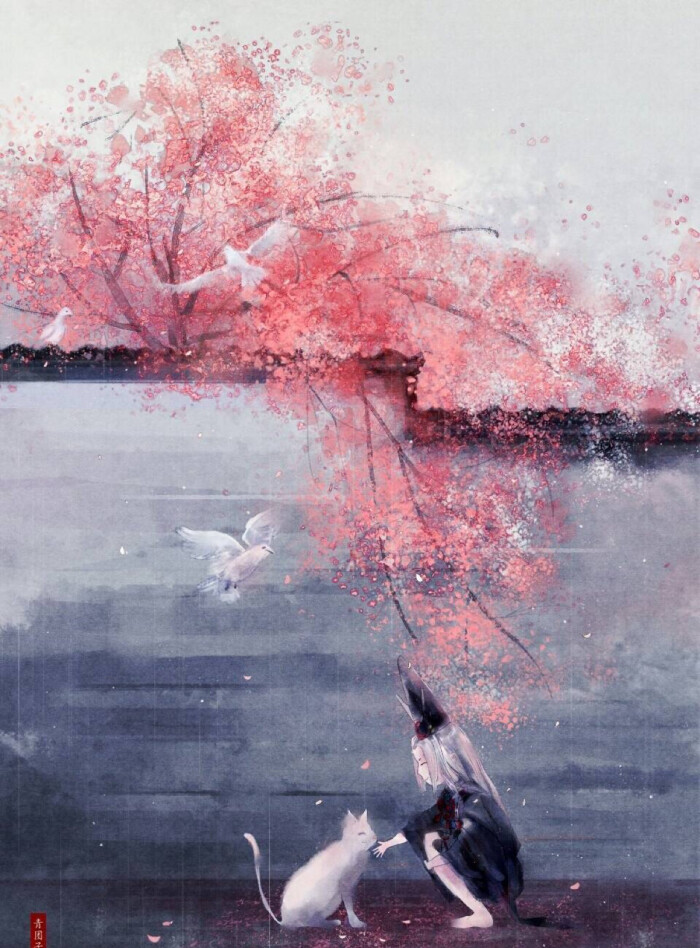 白童子黑童子古风水墨画背景壁纸(阴阳师)