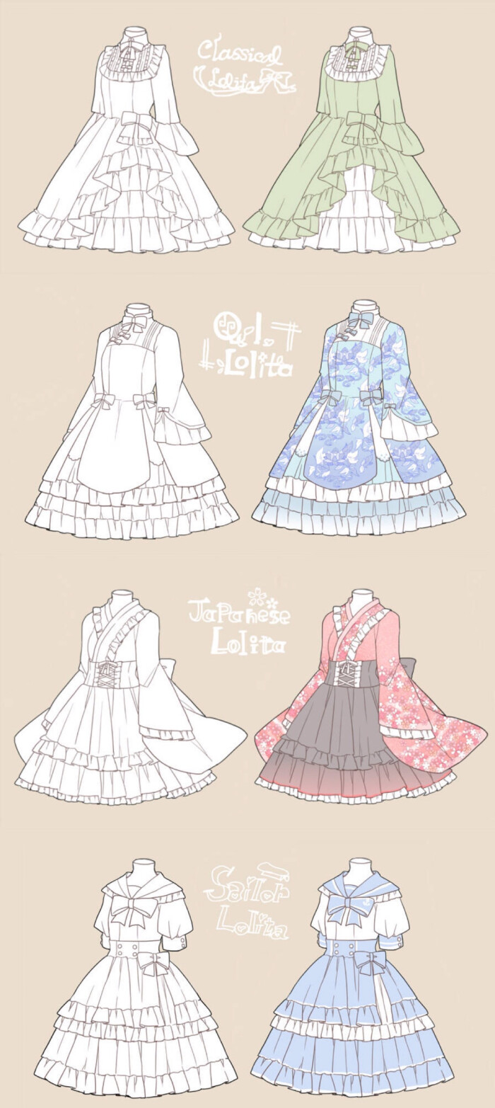 lolita服装,裙子,衬衫/制服等 绘画参考by:なななのか