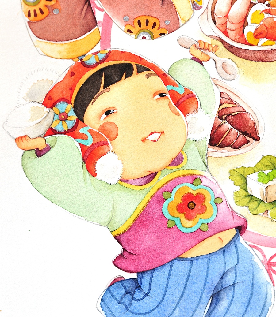 景绍宗的绘本插画.民俗感特别强.