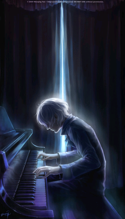 孤独 钢琴 弹钢琴的少年
