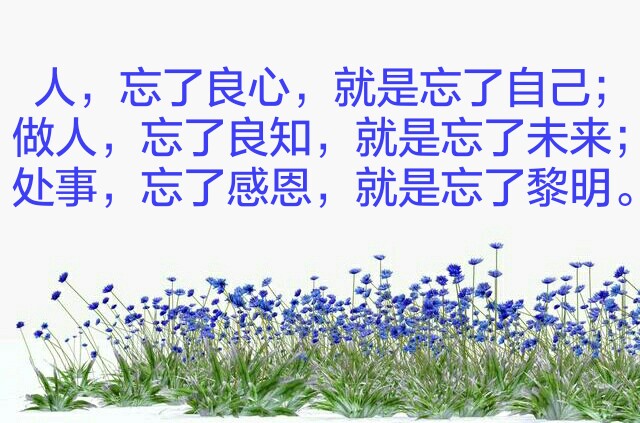 人,忘了良心,就是忘了自己;做人,忘了良知,就是忘了未来;处事,忘了