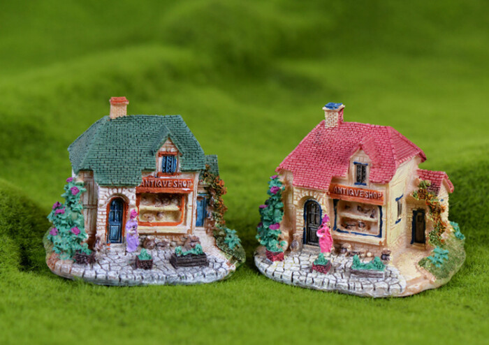微景观房屋摆件树脂造景房子欧式大别墅卡通小屋模型摄影diy装饰