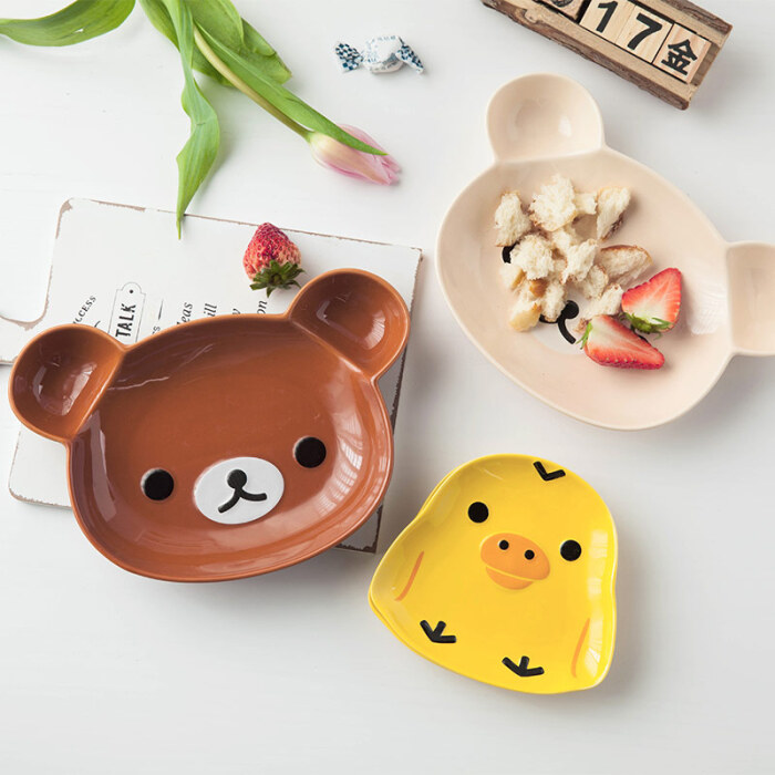 创意卡通餐具儿童宝宝家用分格盘陶瓷动物餐具可爱早餐盘饭盘碗碟