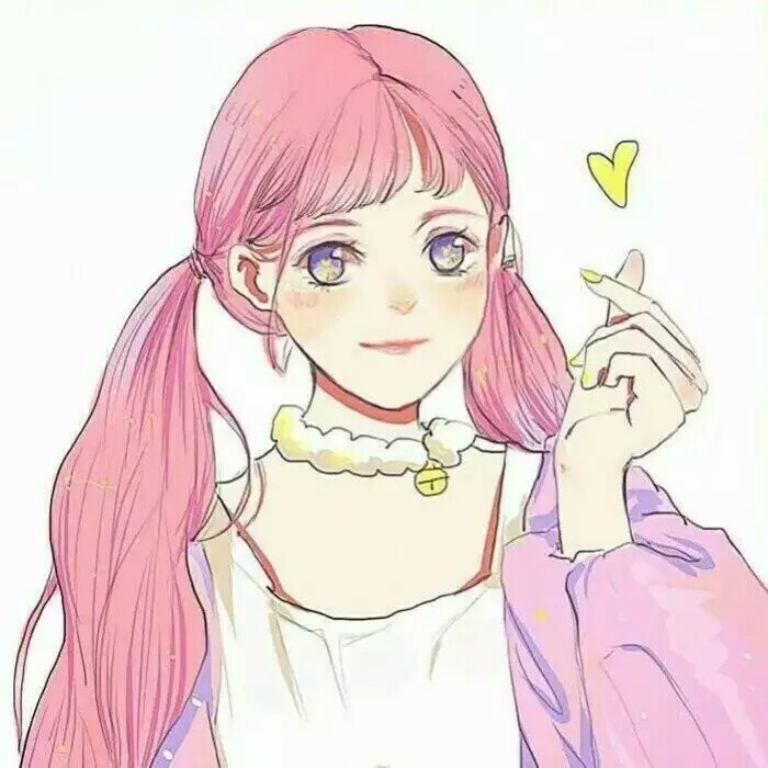 头像 女头 漫头 双马尾 少女 粉嫩系 可爱 小清新 单色调背景