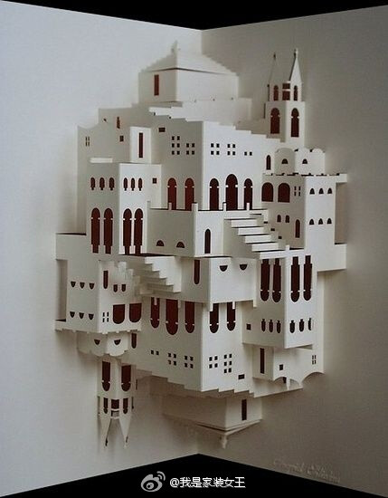 来自艺术家ingrid siliakus的立体折纸建筑