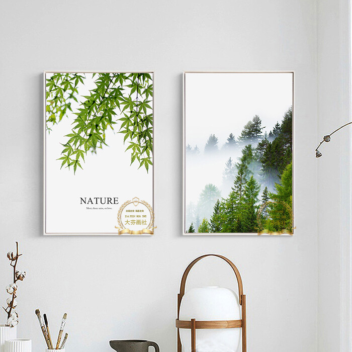 定制 现代树叶装饰画简约抽象画客厅室内墙画餐厅卧室玄关挂画画芯