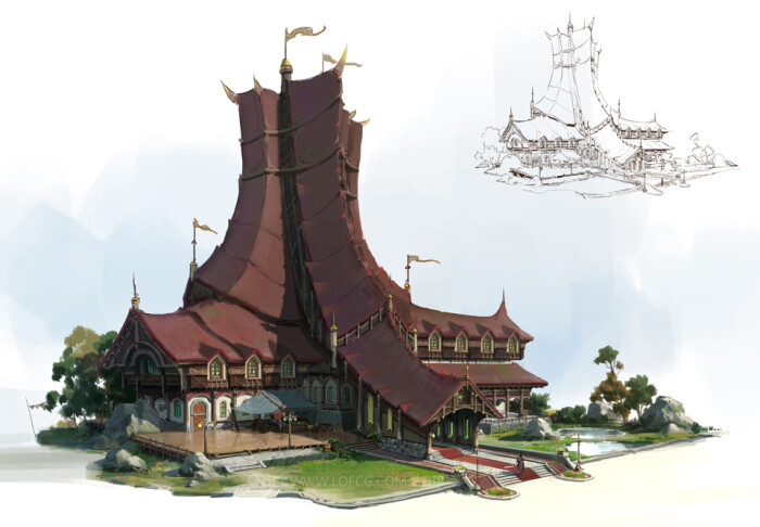 概念设计 游戏场景 cg原画 cg场景 场景原画 cg 中国风建筑 建筑设计