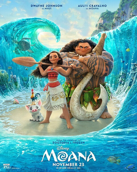 《海洋奇缘》(moana,2016年,美国):主宰风和海的半神毛伊偷走了海岛之