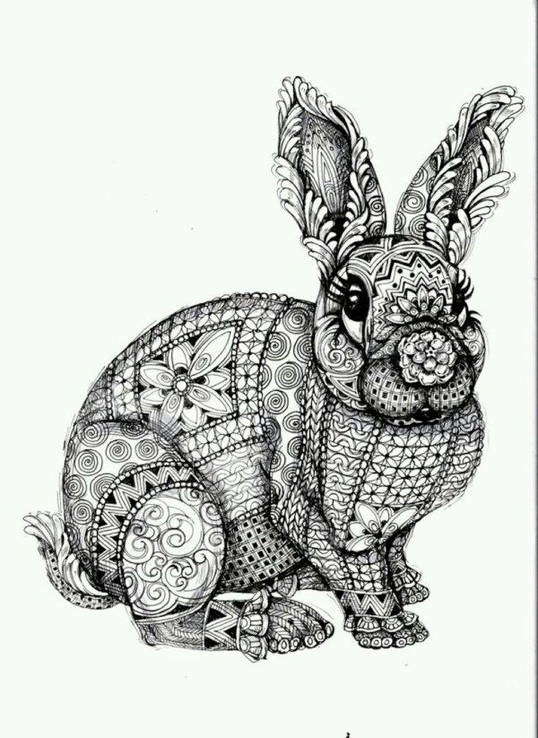 黑白装饰画～小兔子