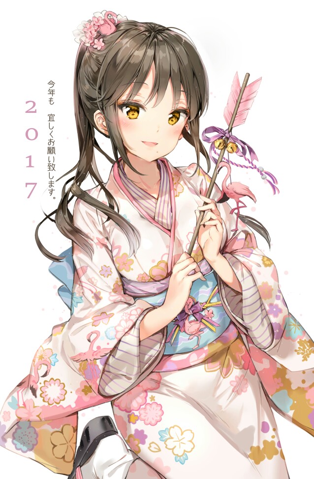 二次元 和服 少女 可爱 萌萌哒 贺新年鸡年