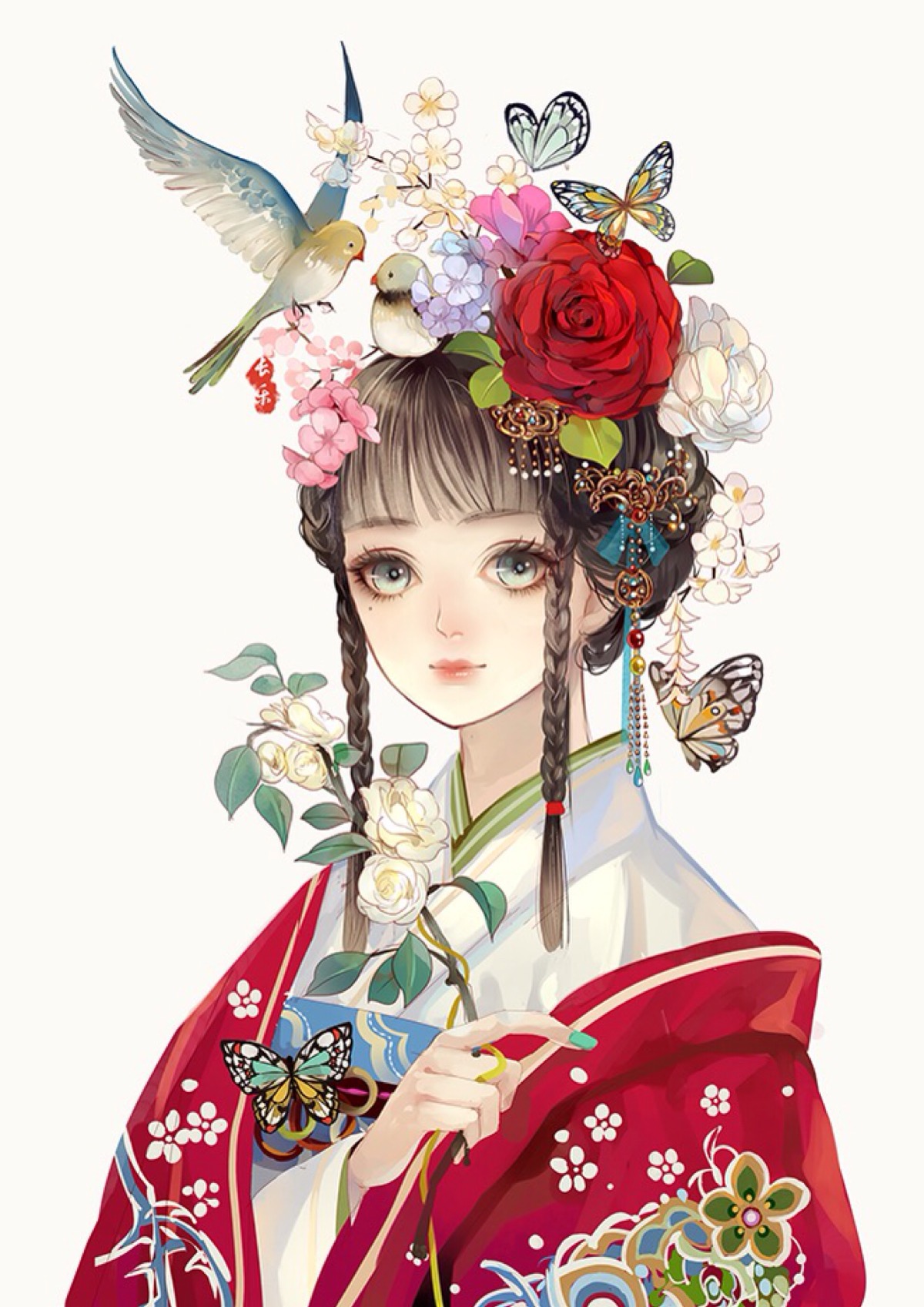 古风,插画,少年,少女