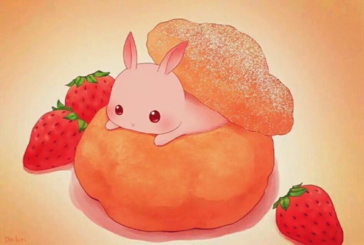 奶油草莓泡芙兔子