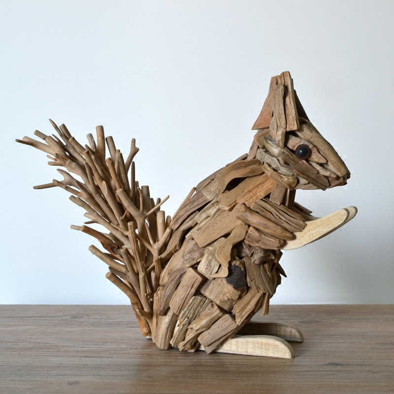居慢生活 纯手工木质松鼠摆件摆设小动物工艺品实木装饰创意礼物