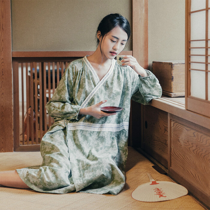 茉莉和扶苏《弥千穗》国风森系宽松睡衣裙浅…