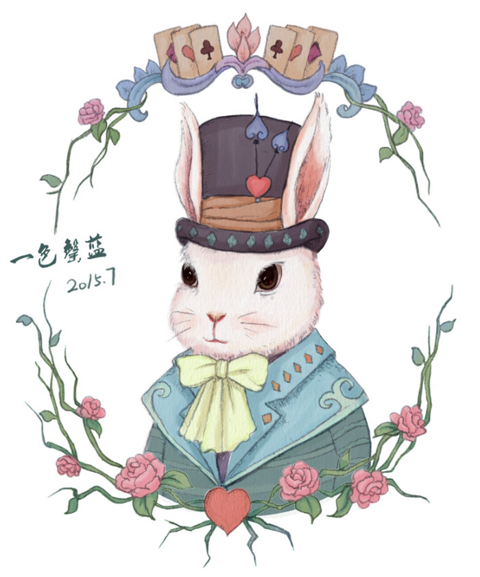 爱丽丝兔-一色罄蓝_动物,插画,封面_涂鸦王国插画
