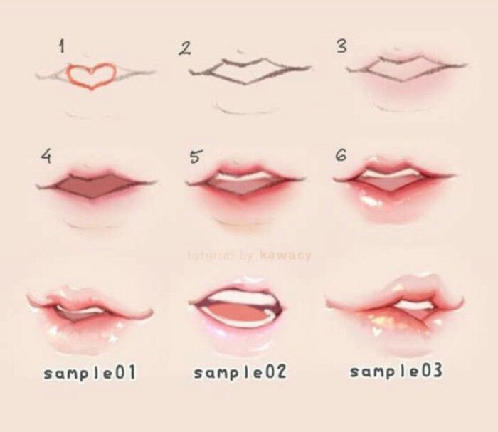 超简单的嘴唇画法