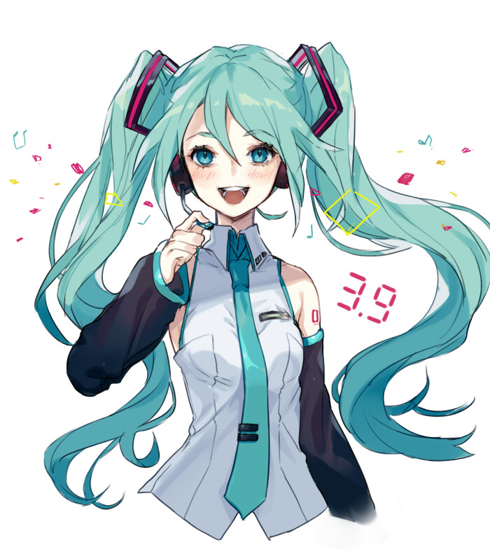 初音未来 初音 少女 美图 马尾 p站