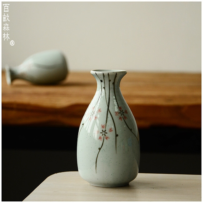 日式清新酒具手绘樱花芝麻点酒壶粗陶仿古创意家用日本清酒壶可做