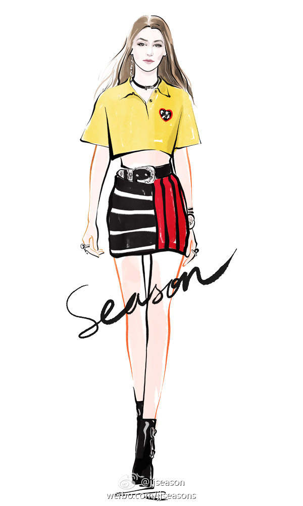 jjseason插画# #season时装插画# ----- #纽约时装周# #bella hadid