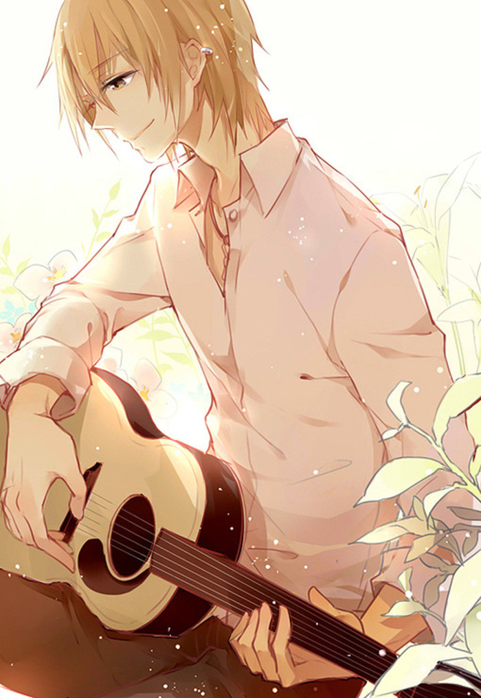 美男子 吉他 二次元 怀旧 动漫 白衬衫 壁纸 微风清和 人物 阳光正暖