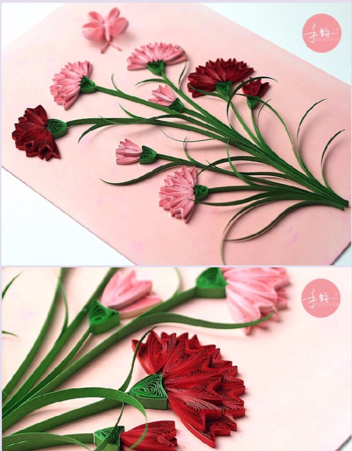 【花之秋季-康乃馨】diy材料包 纸艺折纸手工纸 衍纸套装