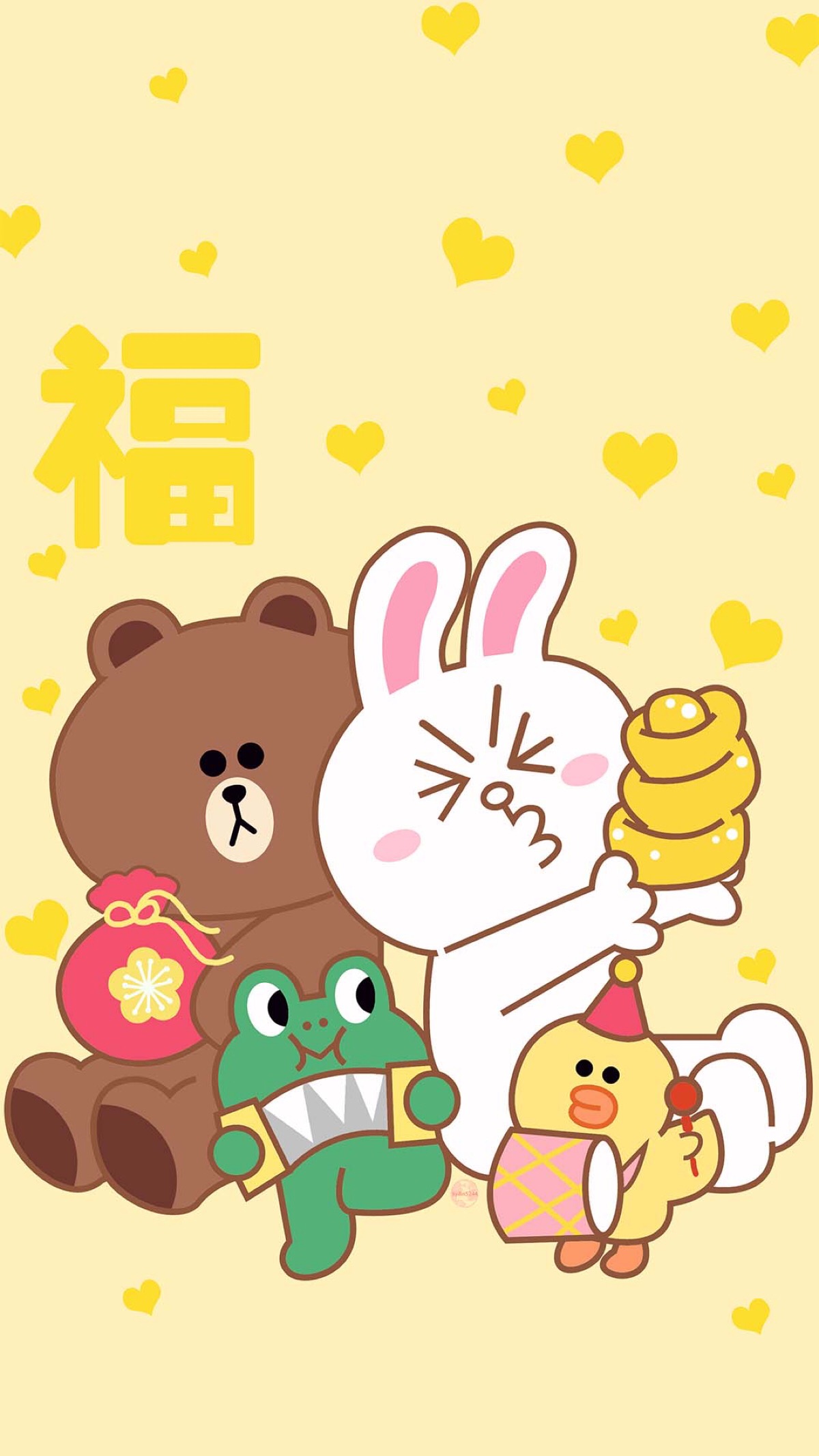 line friends 壁纸 iphone 可妮兔布朗熊