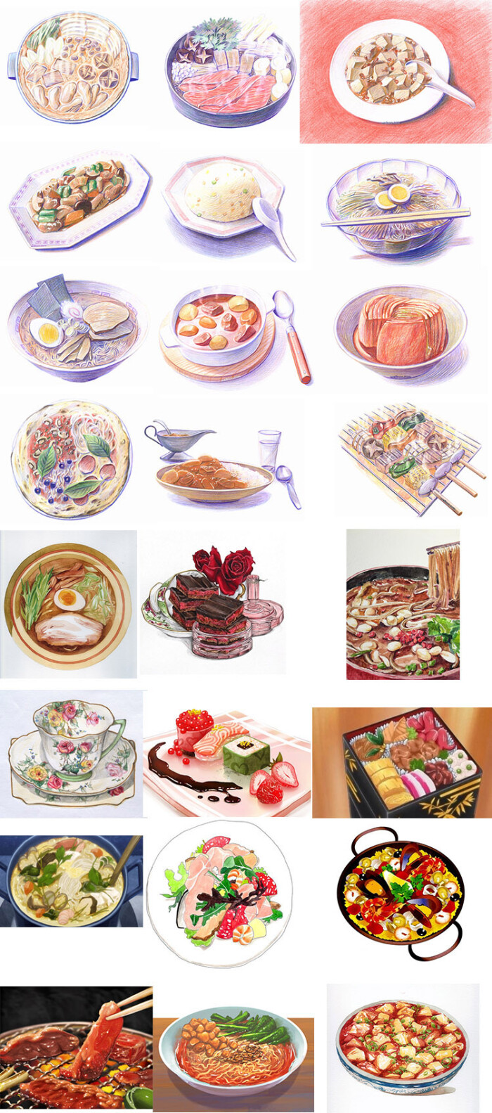 卡通萌系手绘美食插画 可爱水彩食物绘画临摹参考图片临摹素材5
