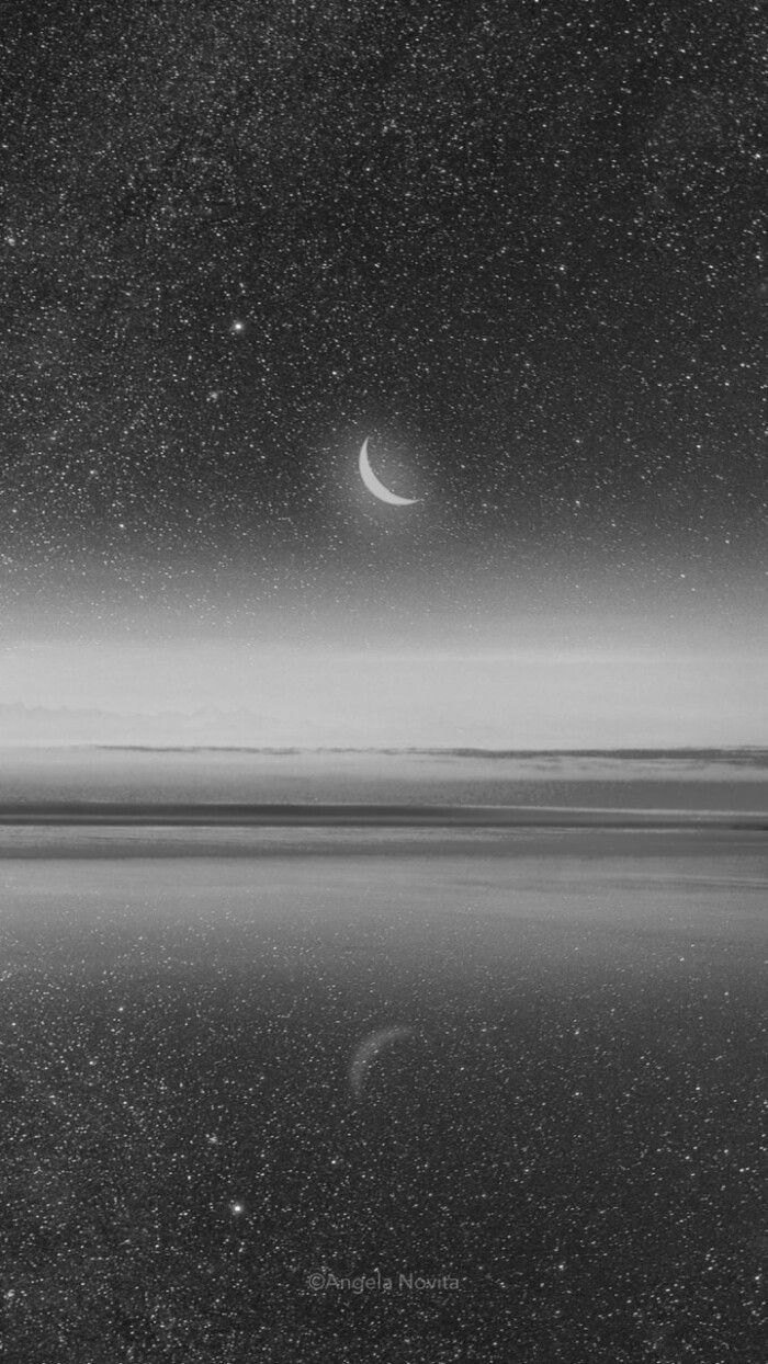 黑白 壁纸 星空 月亮 高清