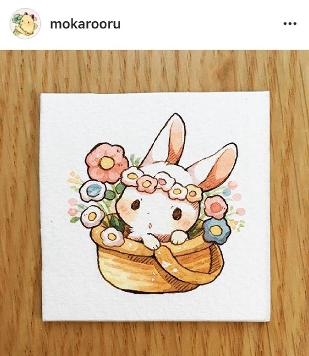 木棉分享# 来自日本的插画师mokarooru笔下 ,这是我见过最萌的小兔子