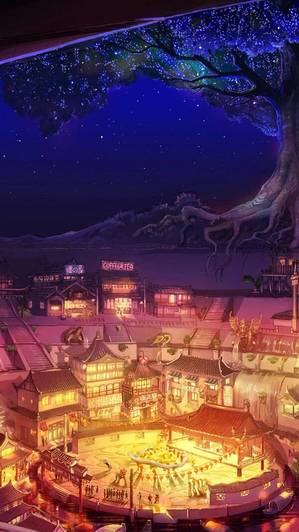 夭夭光年不知醉背景 插画 淡雅 水彩 色彩 壁纸 涂鸦 可爱 艺术 动漫
