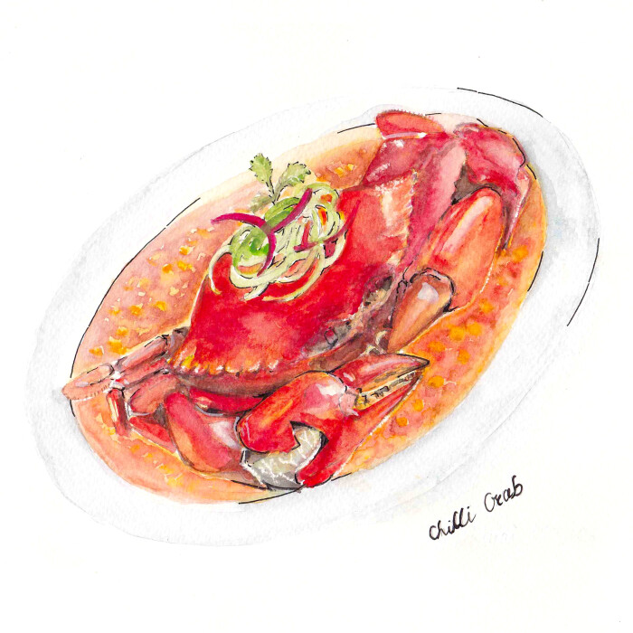 【新加坡美食】辣椒螃蟹 最初把自己的水彩分享给朋友,只是简单的分享