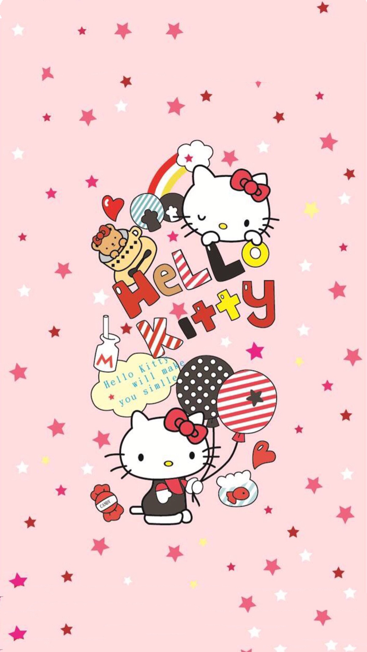 hello kitty#卡通动漫#凯蒂猫#粉色#手机壁纸"εз