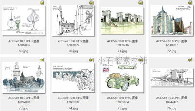 千张国外建筑手绘风景钢笔铅笔水彩线稿线描素材资源临摹素材6