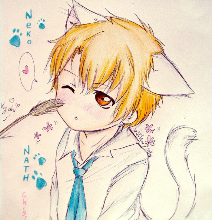 猫耳少年#萌#手绘#pixiv#头像#情头#猫耳头像#可爱#二次元#腐