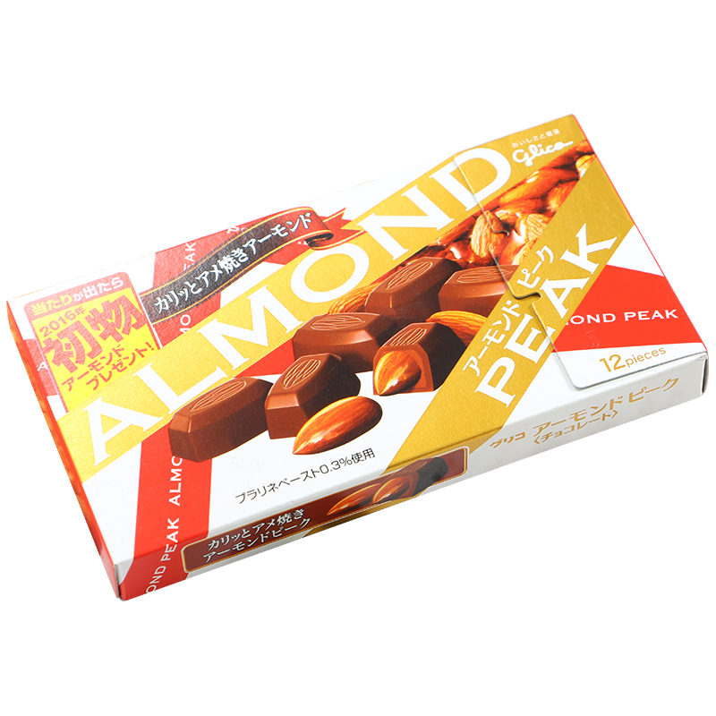 日本进口零食 glico固力果 almond杏仁夹心巧克力60g80g 12枚入