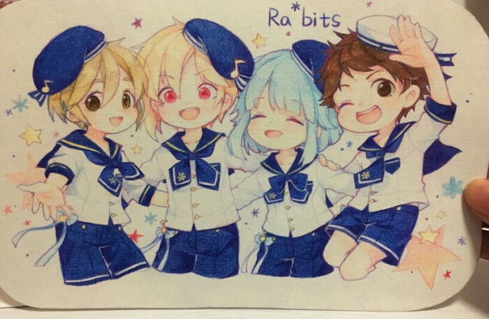 插画 手绘 彩铅 动漫 少年 q版 偶像梦幻祭 ra*bits by——p站的阿柠