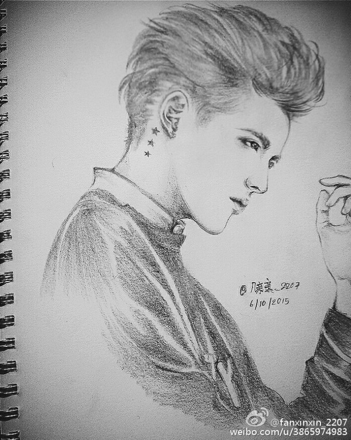 素描漫画 卡通 插画吴亦凡 kris exo 花美男 偶像 男神明星 帅哥 小