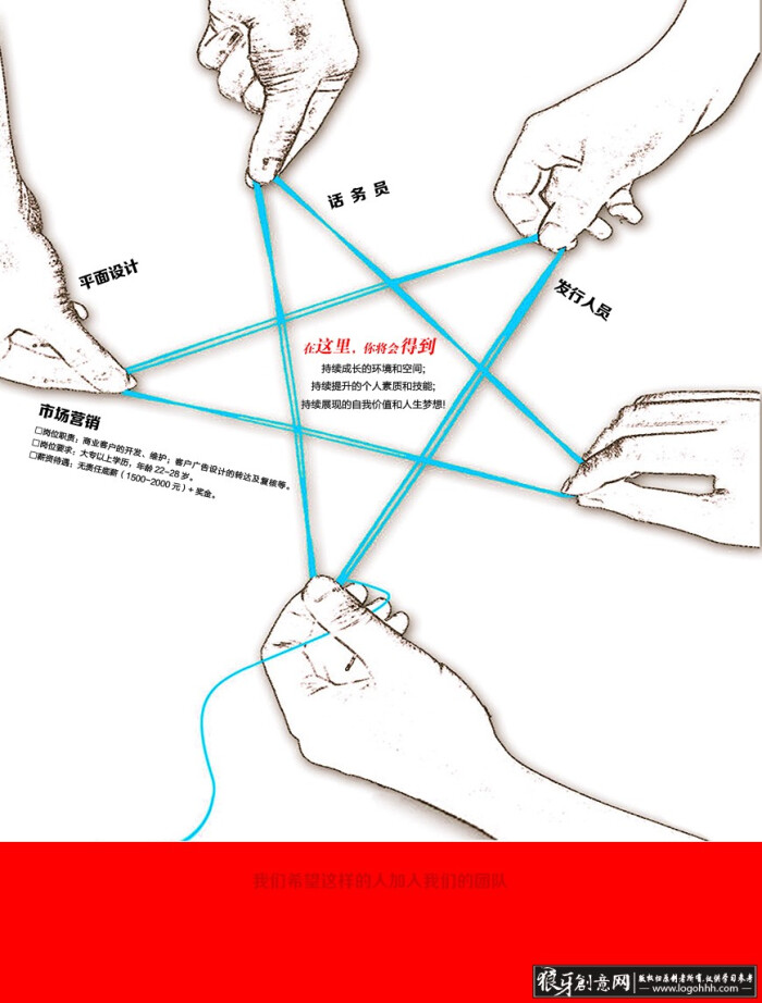 广告海报素材 企业团队招聘海报psd 创意招聘广告 简约手绘创意企业