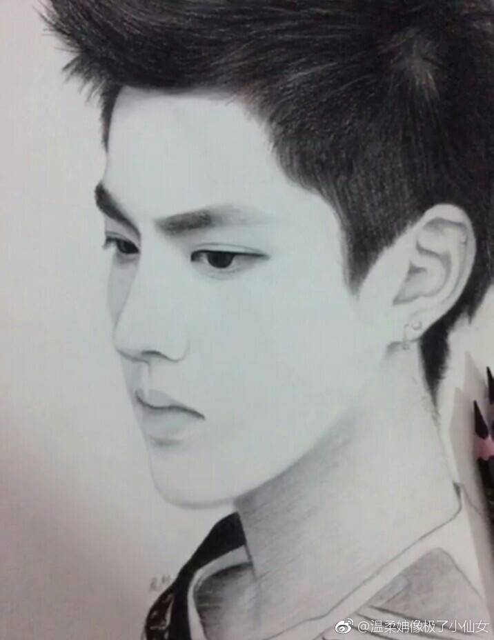 素描漫画 卡通 插画吴亦凡 kris exo 花美男 偶像 男神明星 美男帅哥