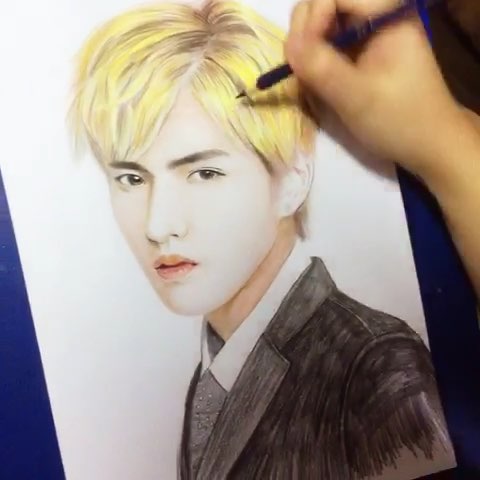 素描漫画 卡通 插画吴亦凡 kris exo 花美男 偶像 男神明星 美男帅哥