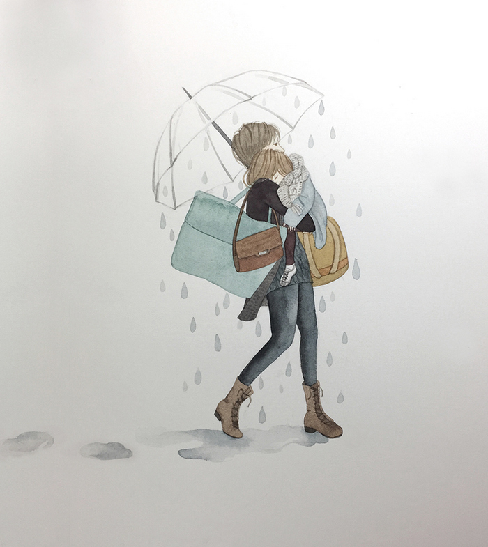 沉重的雨天 ~ 插画师rosa作品