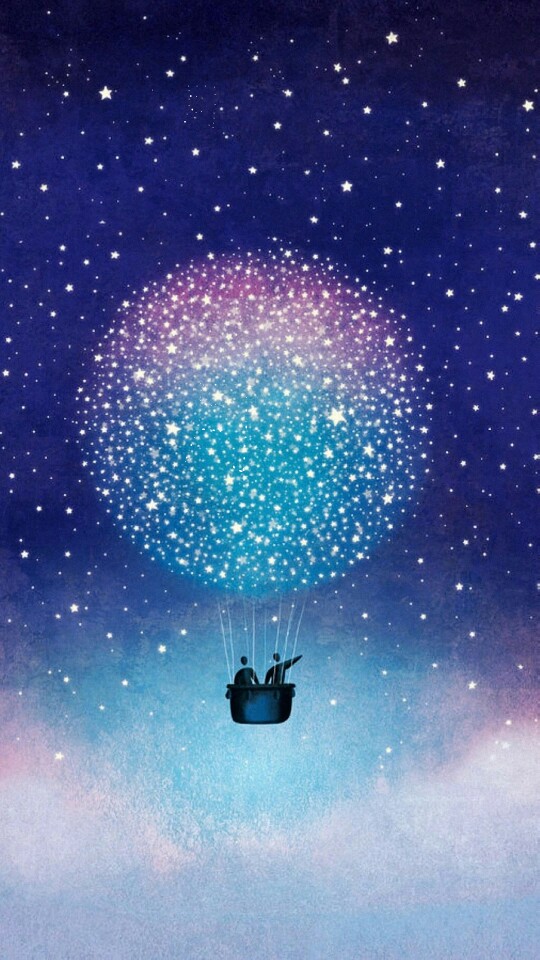 星空壁纸,两人唯美