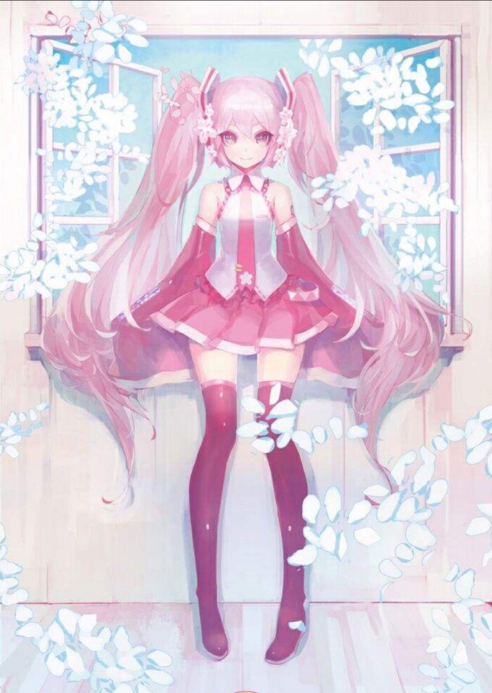 樱花初音 水彩 手绘