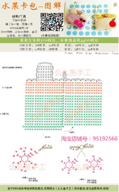 钩针水果卡包图解