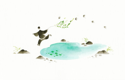 〔 古风水彩素材 〕作者" 忘川山人