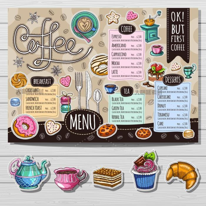 eps格式手绘卡通插画咖啡店烘焙面包海报logo菜单矢量素材ainew81